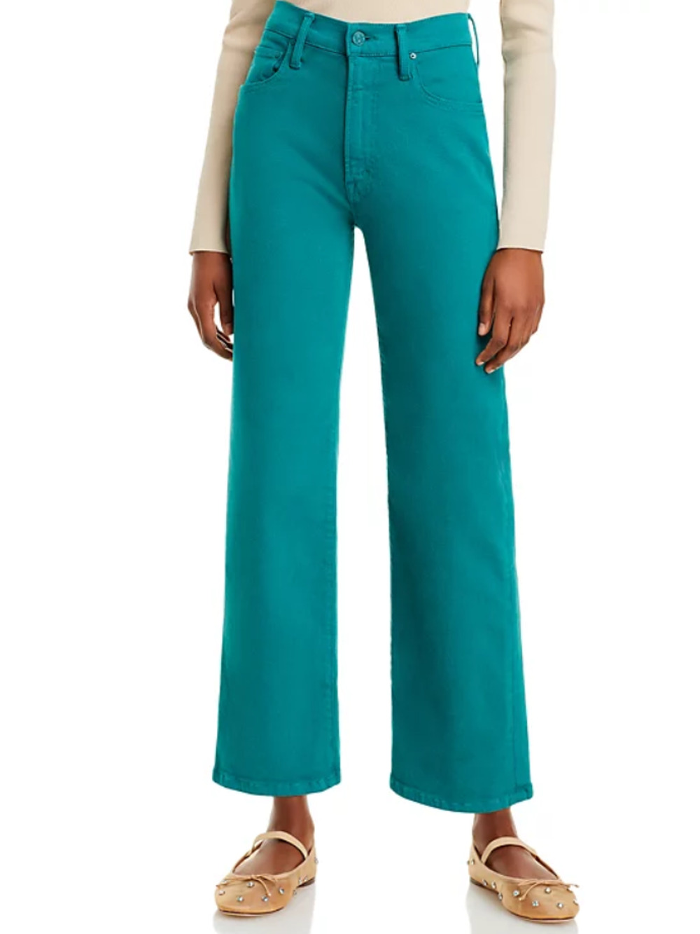 MOTHER JEANS WOMENS 24 RAMBLER ZIP ANKLE HIGH RISE STRAIGHT GREEN NEW